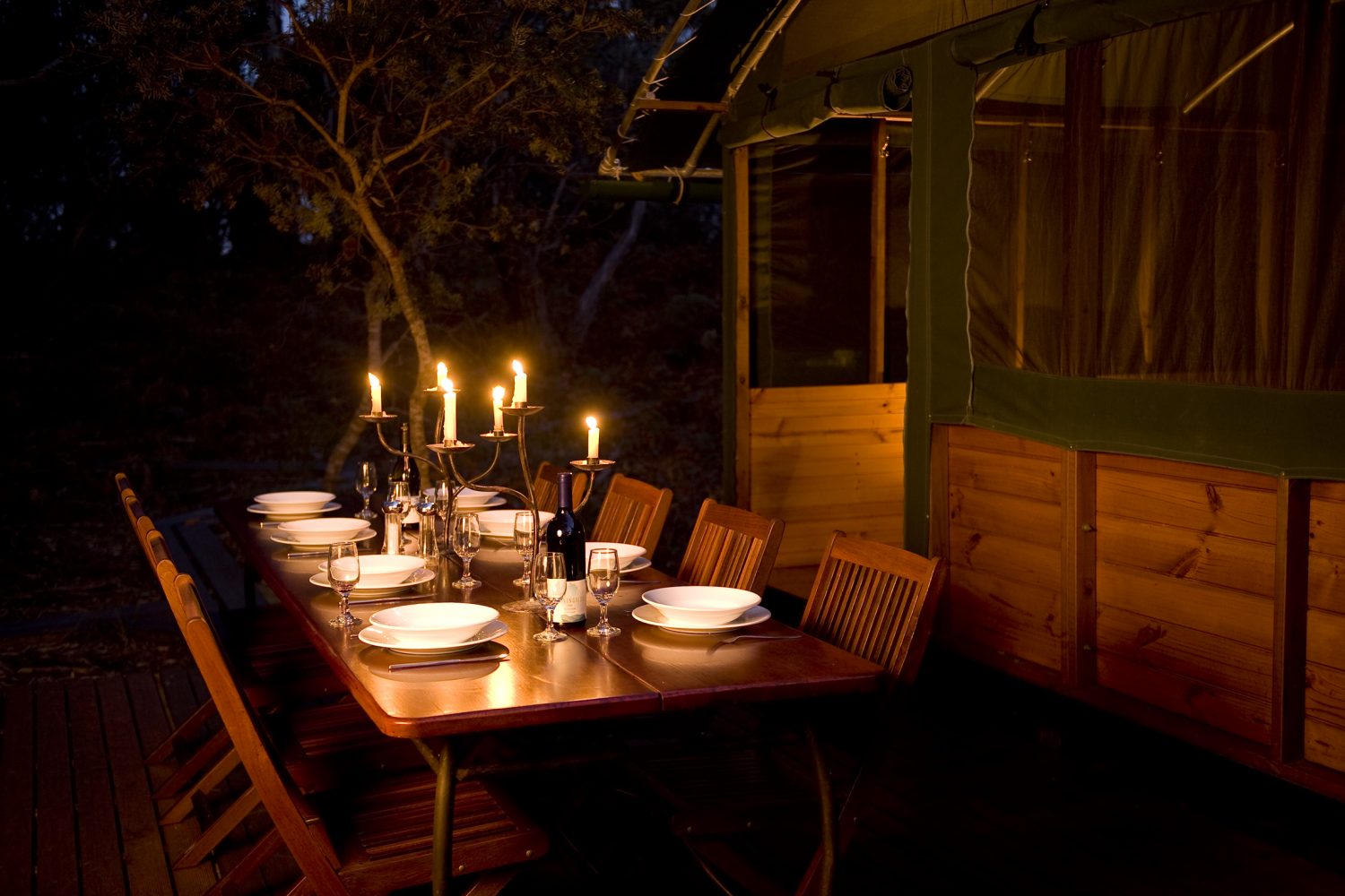 Dining at the wilderness camps on The Maria Island Walk